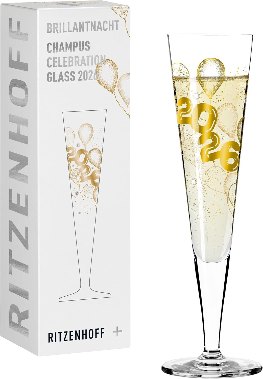 RITZENHOFF 1079016 Champagne Glass 200 Ml - Brilliant Night 2026 Series with Balloon Motif and Year - Made in Germany image number 4