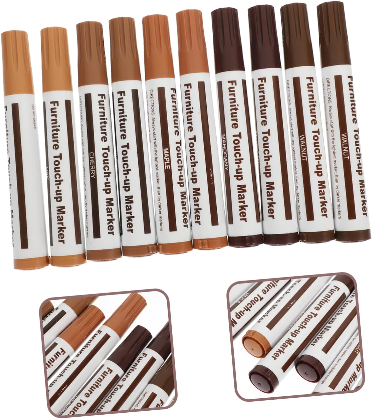 Beavorty 10Pcs Wood Furniture Touch up Pen Markers Scratch Repair Paint Pen for Furniture Repair Convenient Drawing for Wood Panels