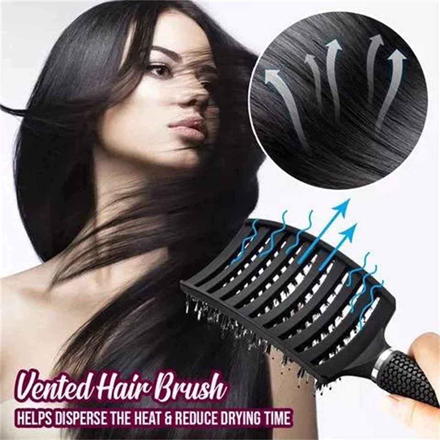 My Sensory Space Detangling Hairbrush, Magical Brush Detangler, Detangler Bristle Nylon Hairbrush, Curved and Vented Detangling Hair Brush (Color : Gradient) image number 5