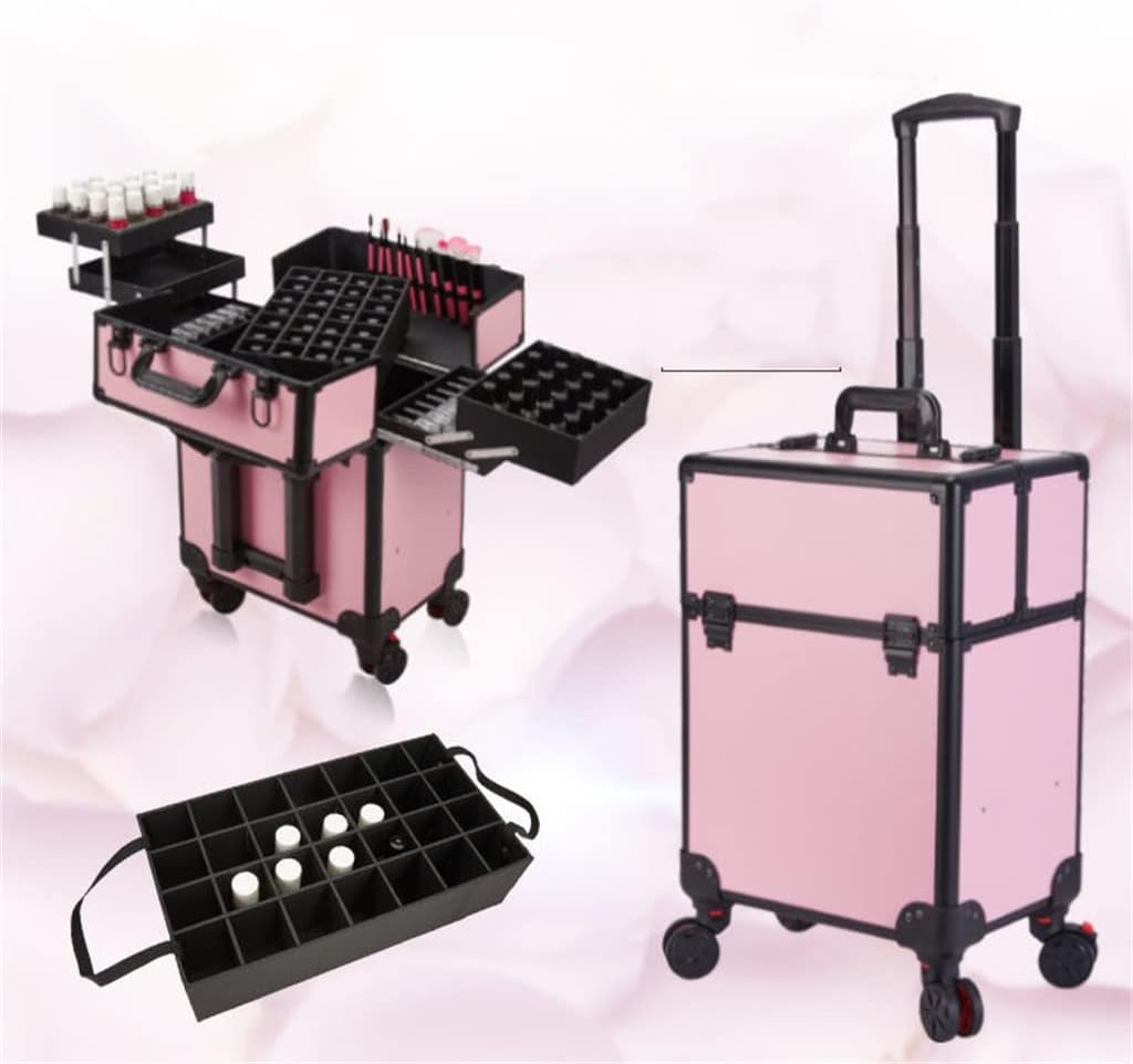Cosmetic Case Multi-Layer Large-Capacity Tattoo Rolling Suitcase Cosmetic Case Multi-Function Trolley Suitcase Travel /1245 (Color : Black, Size : 34 * 24 * 47Cm) image number 2