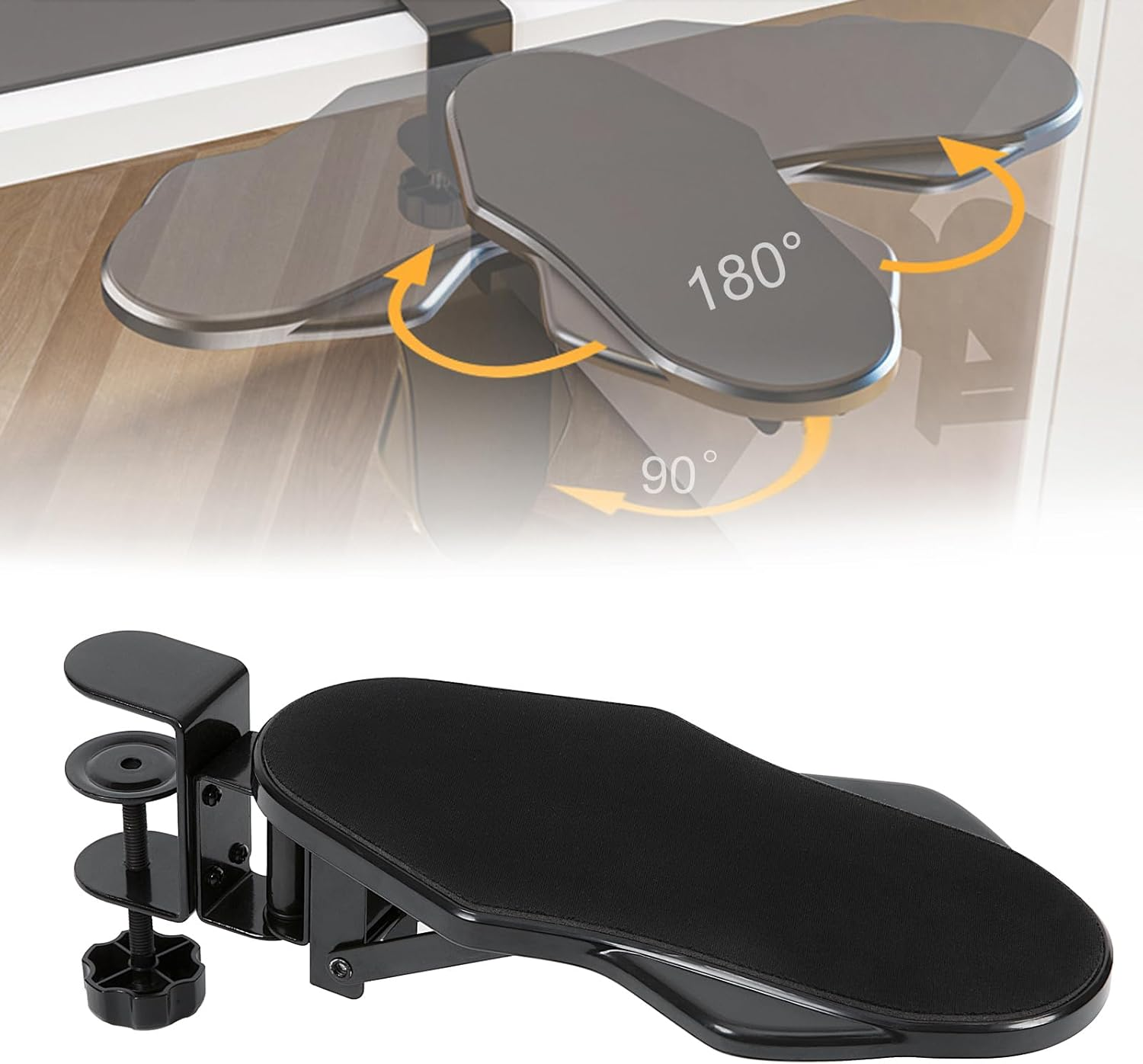 Hovadova Computer Arm Rest for Desk, 180&deg; Adjustable Rotating Desk Extender Tray, 90&deg; Foldable Elbow Arm Support, Ergonomic Desk Arm Wrist Rest Shelf for Home and Office