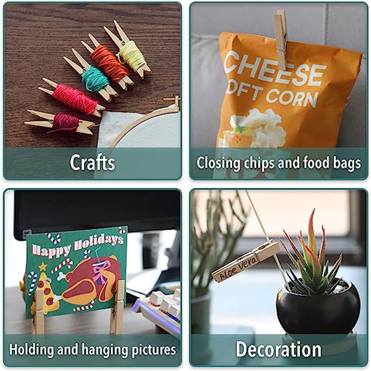 Yqkangzhu 50Pcs Wooden Clothes Pegs, 7.2Cm Large Clothes Pins, Strings Laundry Clothespins, Photo Paper Clips, Heavy Duty Drying Clothes Rack, Storage Clip for Hanging Cards Picture Arts Decoration image number 1