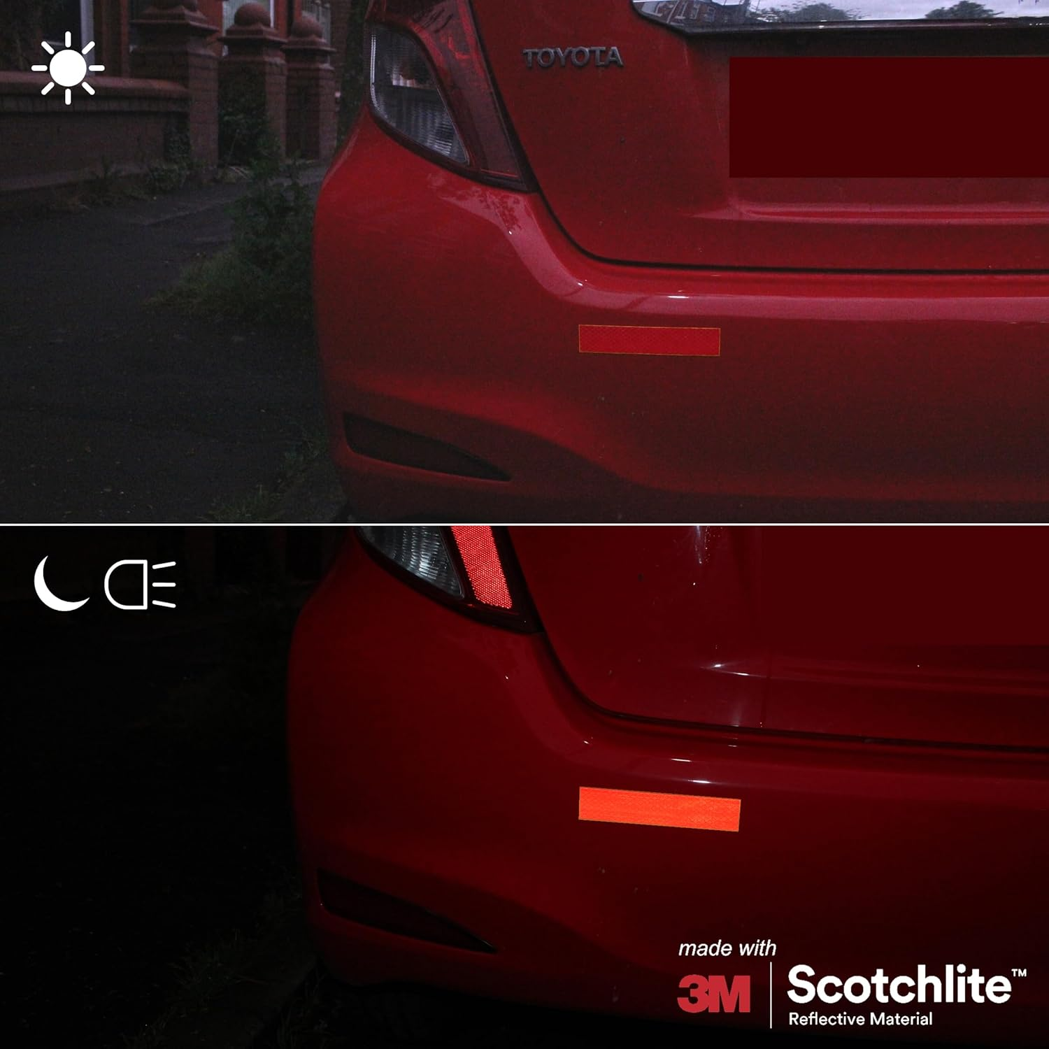 Salzmann Reflective Diamond Grade Stickers | Waterproof, All-Weather Reflective Stickers | Made with 3M Diamond Grade | Ideal for Cars, Garage Doors, Motorbikes, Trailers, Etc. | Pack of 6 image number 2