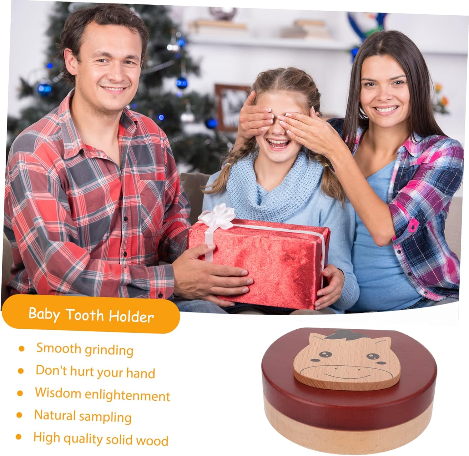 Tooth Fairy Holder Wooden Keepsake Box for First Tooth Fetal Hair Saver Organizer with Tweezers Shower For image number 5