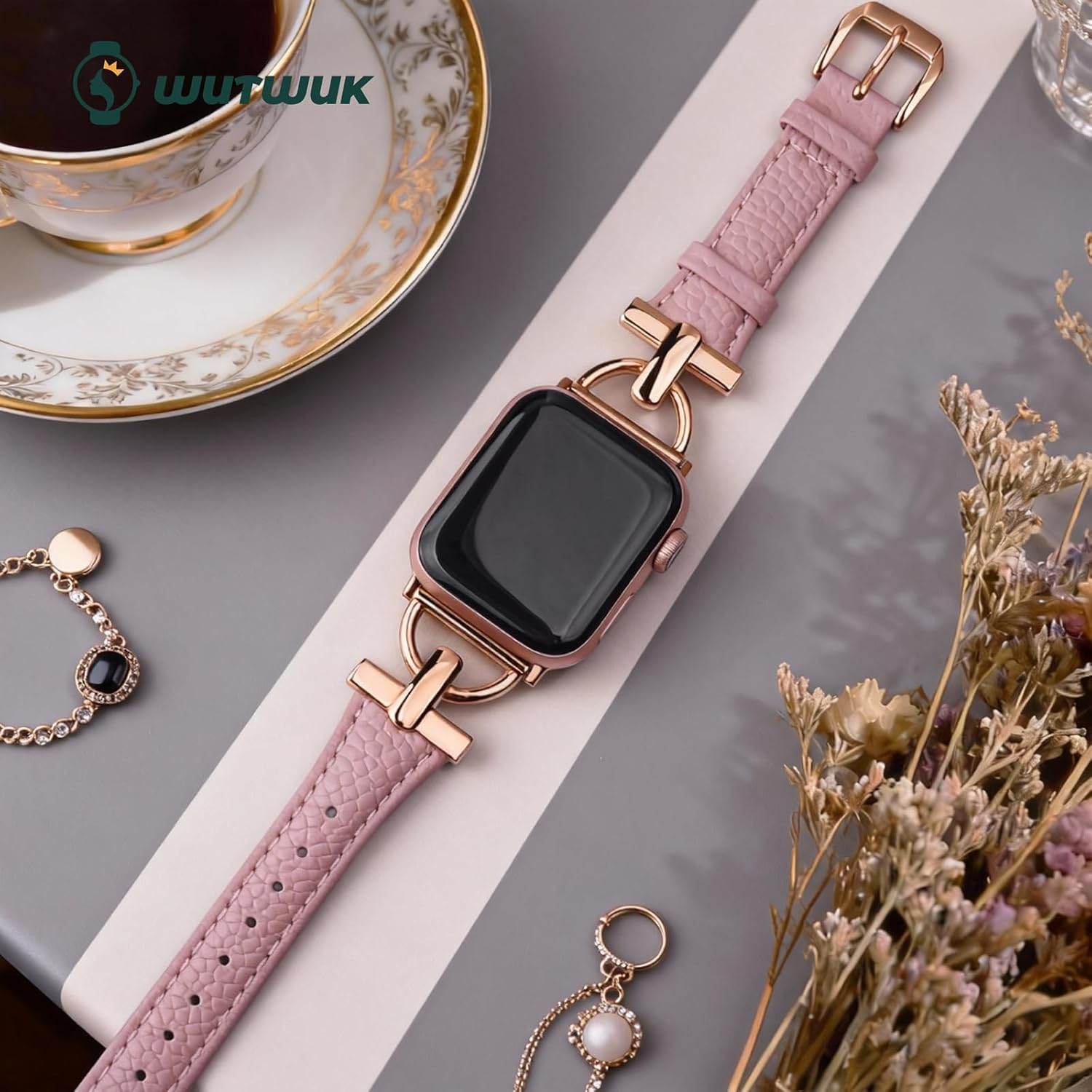 Wutwuk Leather Band Compatible with Apple Watch 42Mm(S10/11) 41Mm 40Mm 38Mm, Replacement Genuine Leather Strap with D-Shape Metal Buckle for Iwatch SE Series 11 10 9 8 7 6 5 4 3 2 1 for Women image number 3