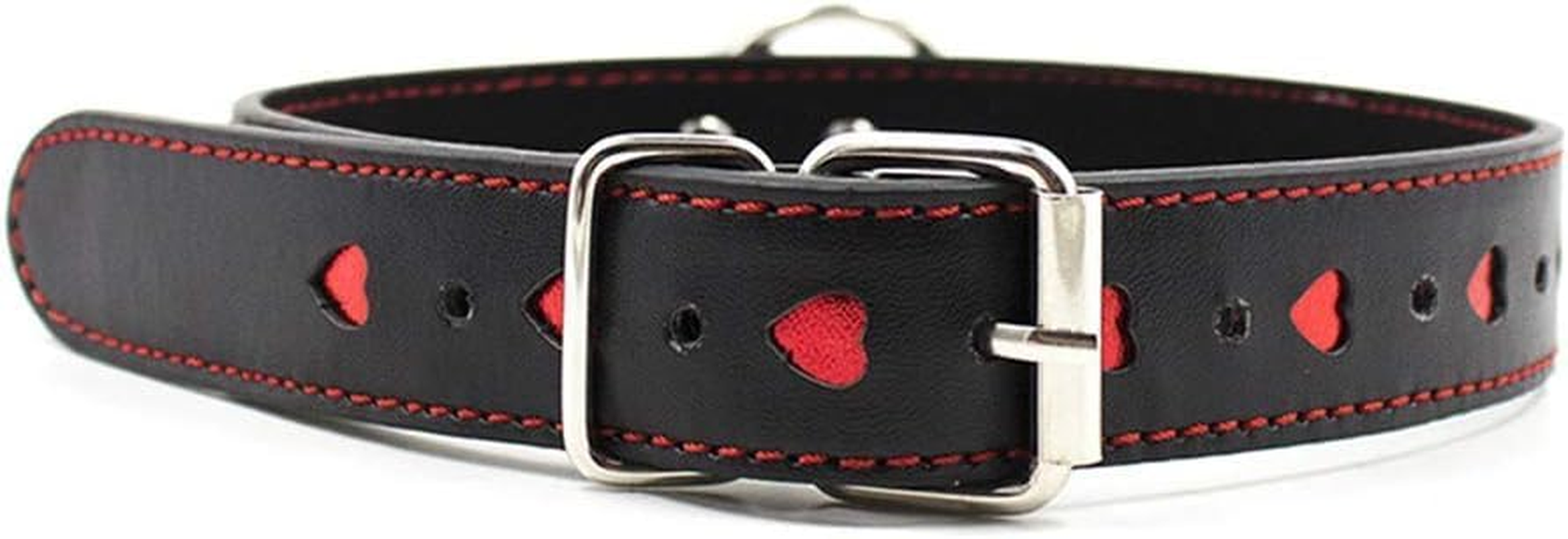 Faux Leather Red Heart Collar Choker Necklace with Chain Leash Bsdm Toys for Couples image number 1