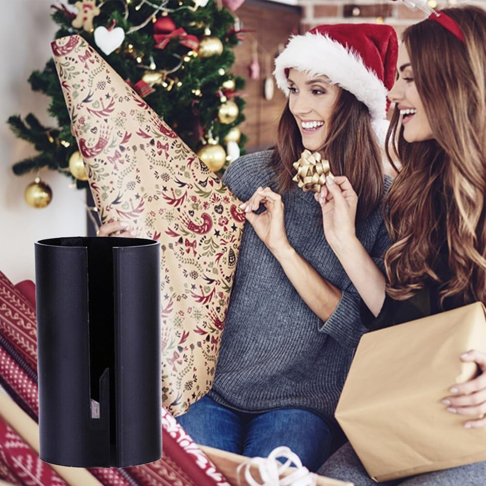 Geli 2 Pieces Green Portable Sliding Gift Wrapping Paper Roll Cutter Tool, Paper Cutter Makes Easy to Cut Thanksgiving Christmas Wall Sticker Decorations image number 1