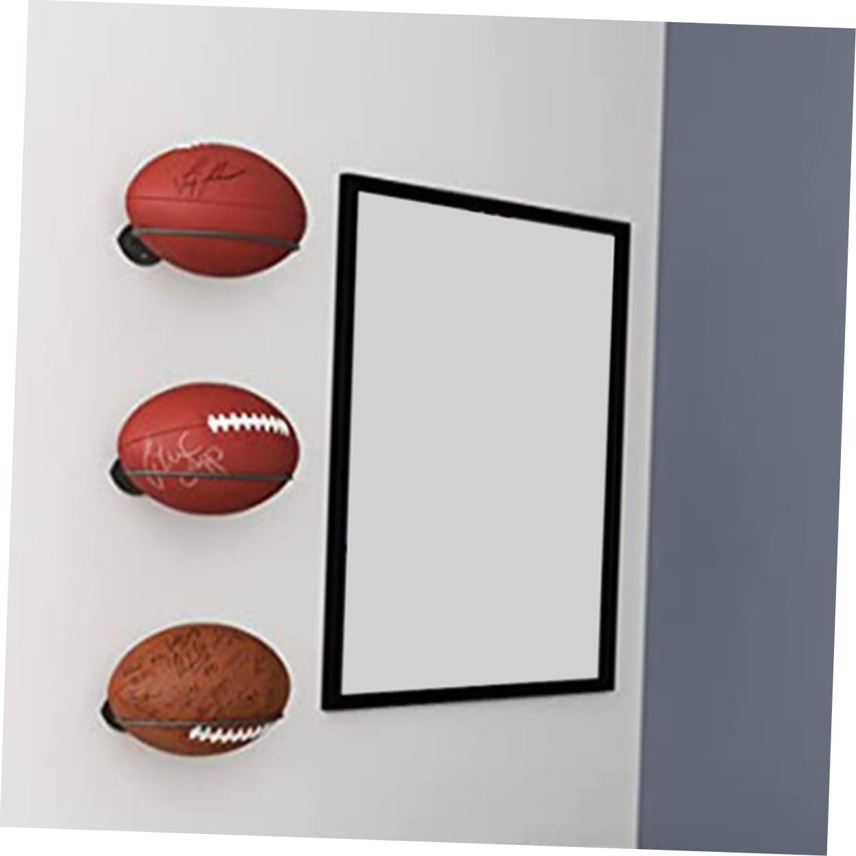 OHPHCALL 2Pcs Rugby Wall Mount Ball Storage Rack Sports Ball Storage Ball Rack Football Holder Rack Sports Ball Mount Ball Mount Ball Rack Iron Wall-Mounted Golf image number 3