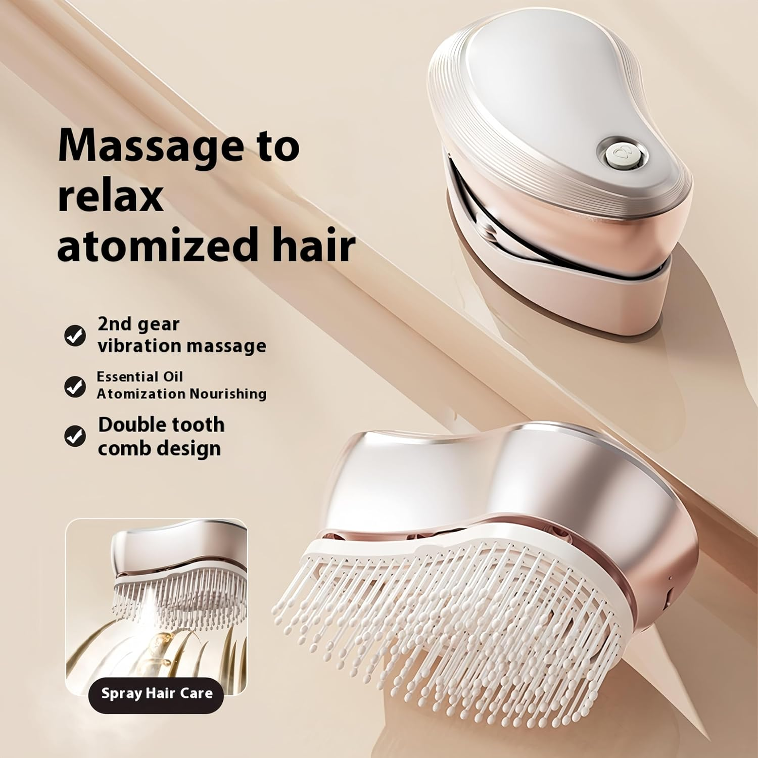 Electric Scalp Massager, Scalp Brush with IPX7 Waterproof,2 Essential Oil Spray Modes,Multi-Functional Electric Hair Massager Brush （Rose Gold） image number 6