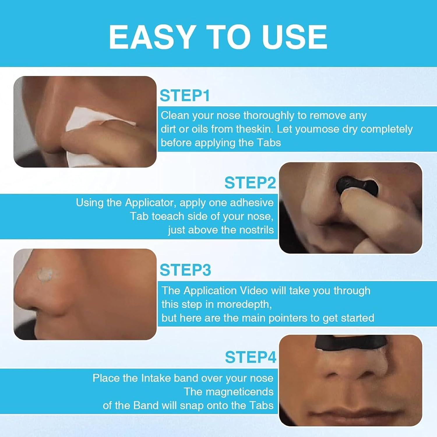 Breathing Nasal, Nasal Strips Starter Kit,Nose Strap for Breathing、Skin Safe Nasal Strips、 Reducing Snoring and Improving Sleep Quality，Suitable for Hotels/Families/Travel