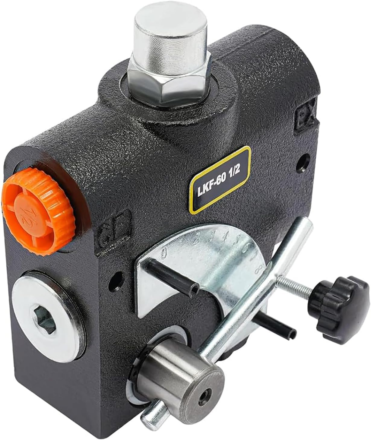 Hydraulic Adjustable Variable Flow Control Valve, 0-16 GPM Directional Control Valve, 500-3000 PSI Pressure Relief Valve, 1/2 Inch NPT Port, LKF-60 Black,1 image number 2