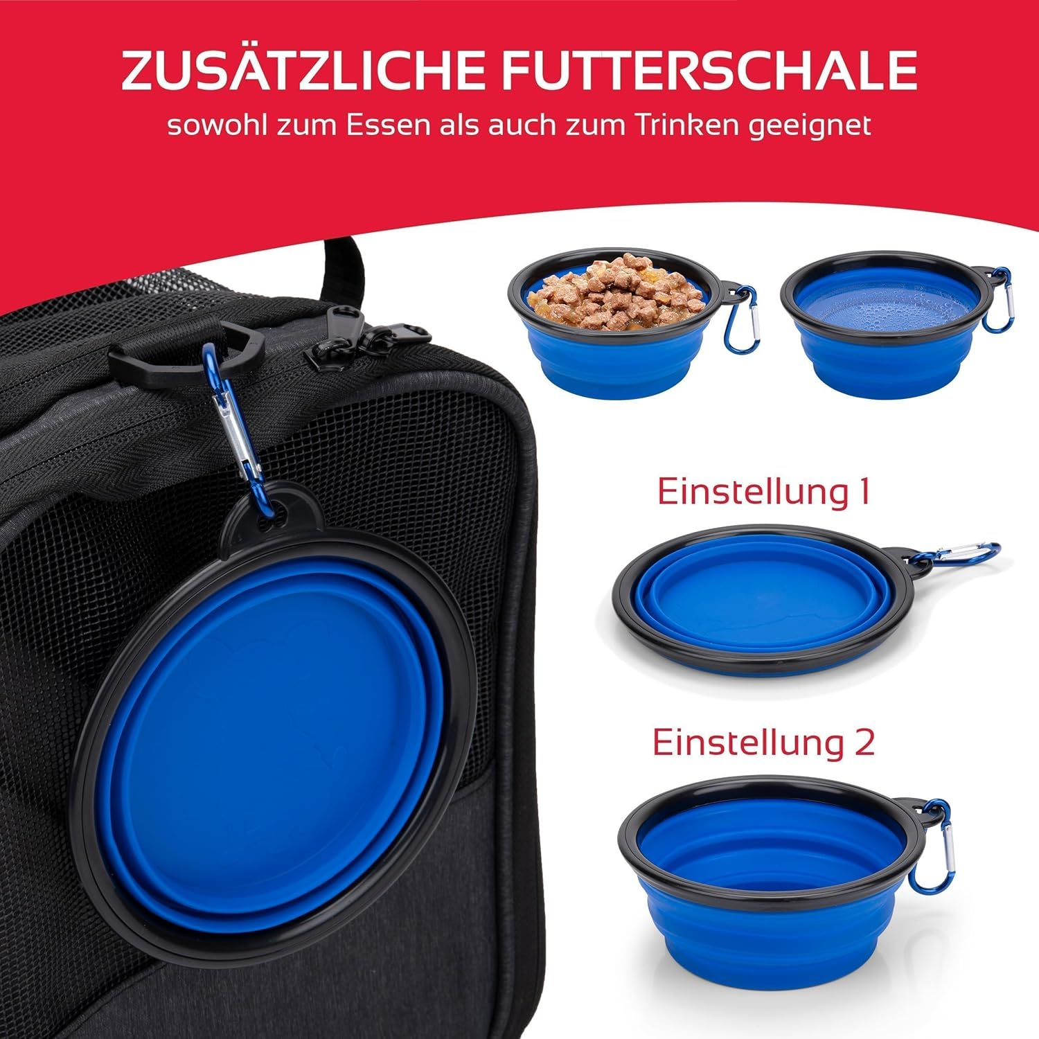 Maxxpro Travel Bag Dog/Cat - 44 X 31 X 34 Cm - Foldable Feeding Bowl/Pet Bed - Shoulder Strap and Carry Handle - up to 5 Kg - Grey