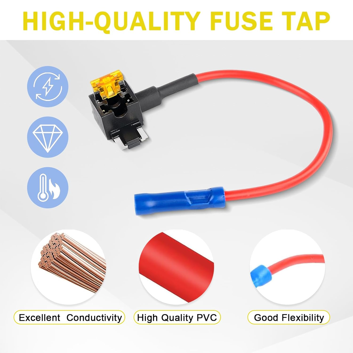 12 Pack 12V Add-A-Circuit Adapter and Fuse Kit, Standard Mini Micro2 and Low Profile Taps with Fuse for Cars Trucks Boats image number 5
