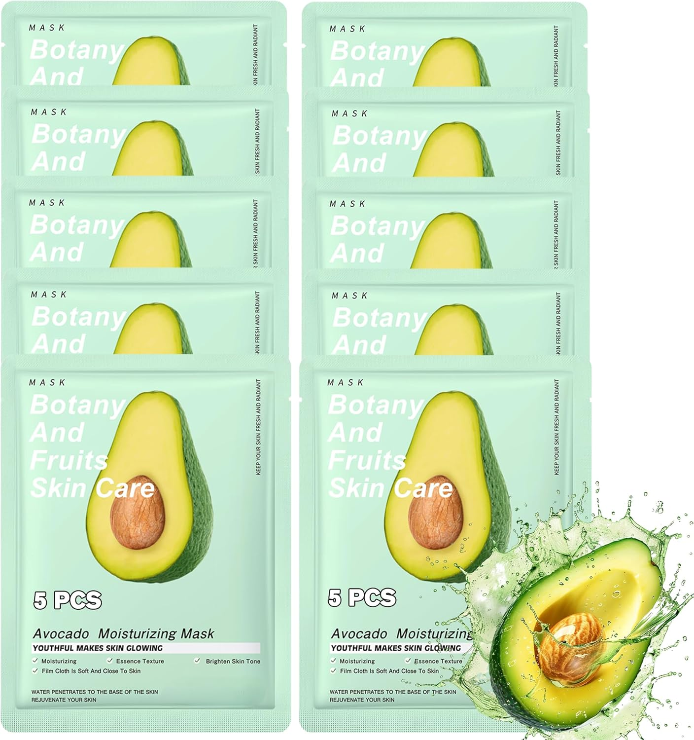 Lktvys 24K Gold Face Mask Skincare &ndash; 10-Pack Korean Sheet Masks for Radiant Glow & Hydrating Care, Facial Masks with Collagen & Botanical Extracts