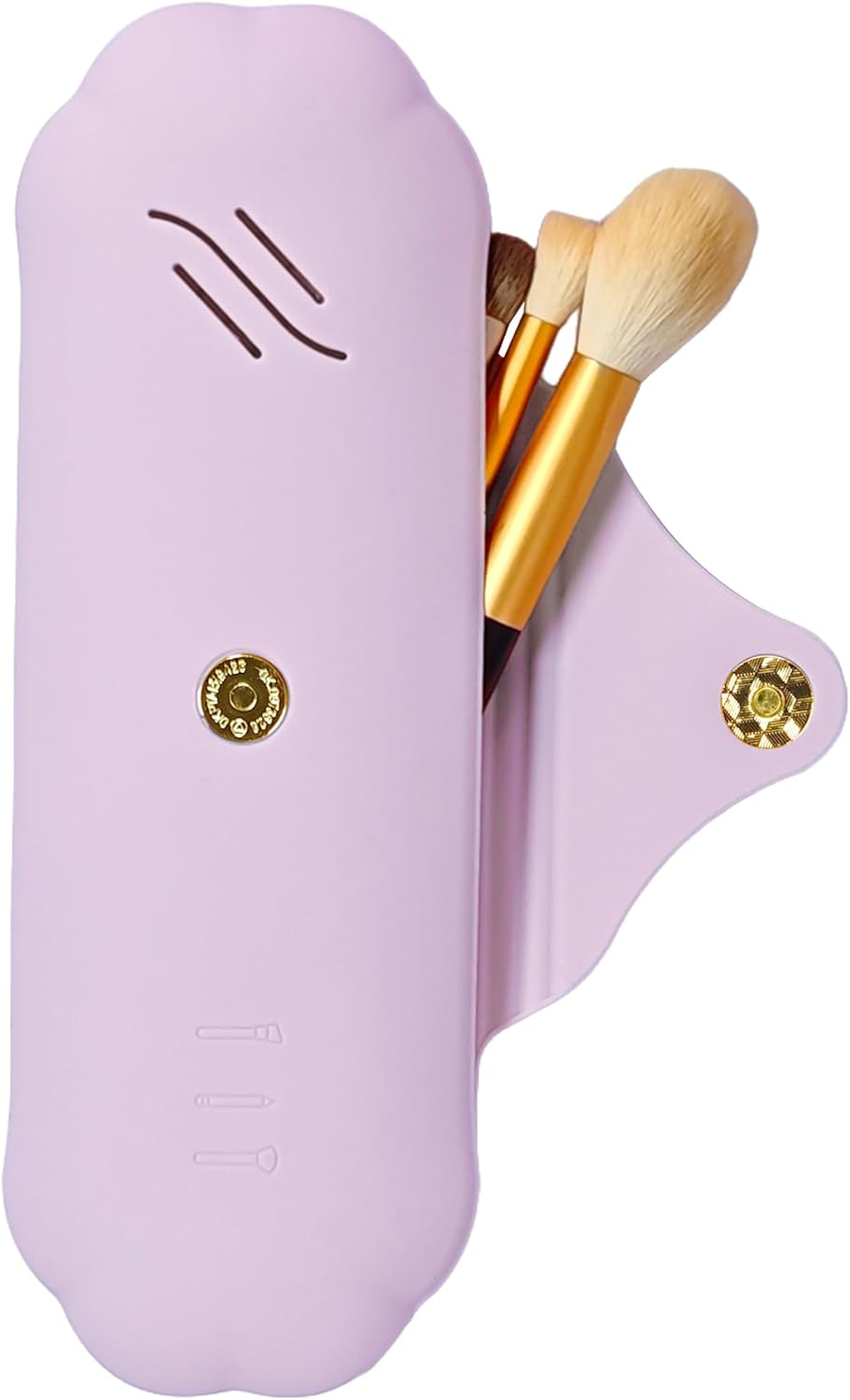 AWINNER Silicone Makeup Brush Holder Travel Cosmetic Bag,Soft Portable Cosmetic Face Brushes Holder with Anti-Fall Out Magnetic Closure, Large Travel Makeup Brush Case, Purple, Modern