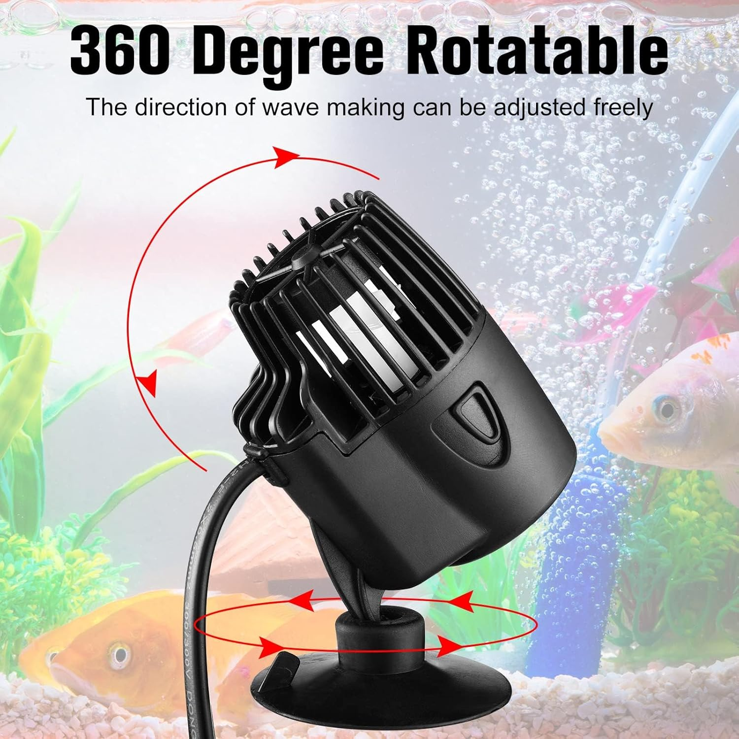 4 Pcs 800 GPH Aquarium Circulation Pump with Magnetic Suction Base 360 Degree Rotating Wave Maker Submersible Aquarium Powerhead Wavemaker for 20-100 Gal Freshwater Saltwater Fish Tank image number 3