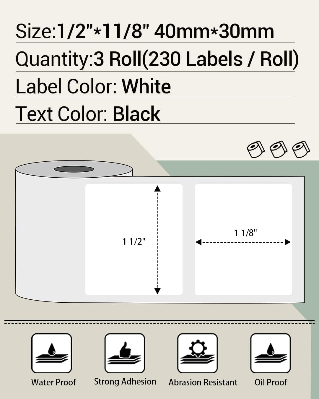 Phomemo M110 Multi-Purpose Square Self-Adhesive Label for Phomemo M110/M221/M150/M120/M220 Label Printer,1.57"X1.18"(40X30Mm),Black on White Labelfor Small Business, Home, Office, 230 Labels/Roll image number 4