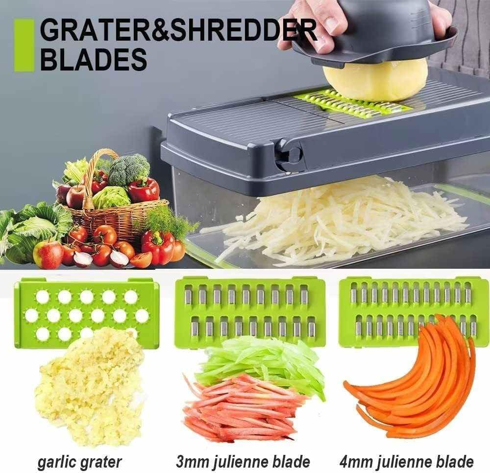 Happy Daze Living 15-In-1 Vegetable Chopper and Slicer, Kitchen Food Dicer with Container, Spiralizer for Tomato and Fruit Premium Vegetable Chopper and Food Processor - Versatile Mandoline Slicer. image number 6