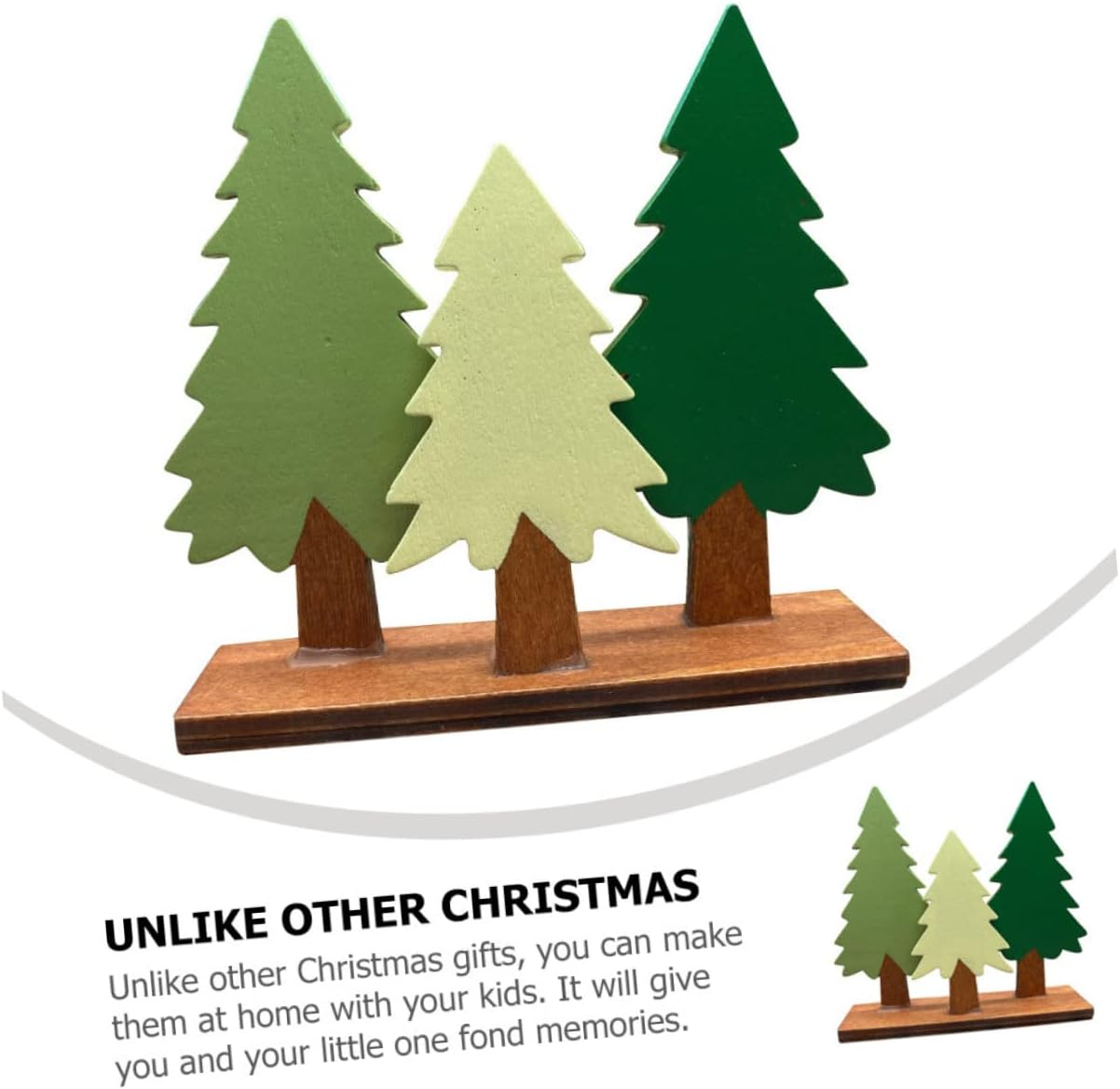 1Pc Chic Wooden Pine Tree Desktop Decor Adorable Simulation Pine Tree Adornment for Christmas Holiday Decorations for Home Office and Party Use image number 5