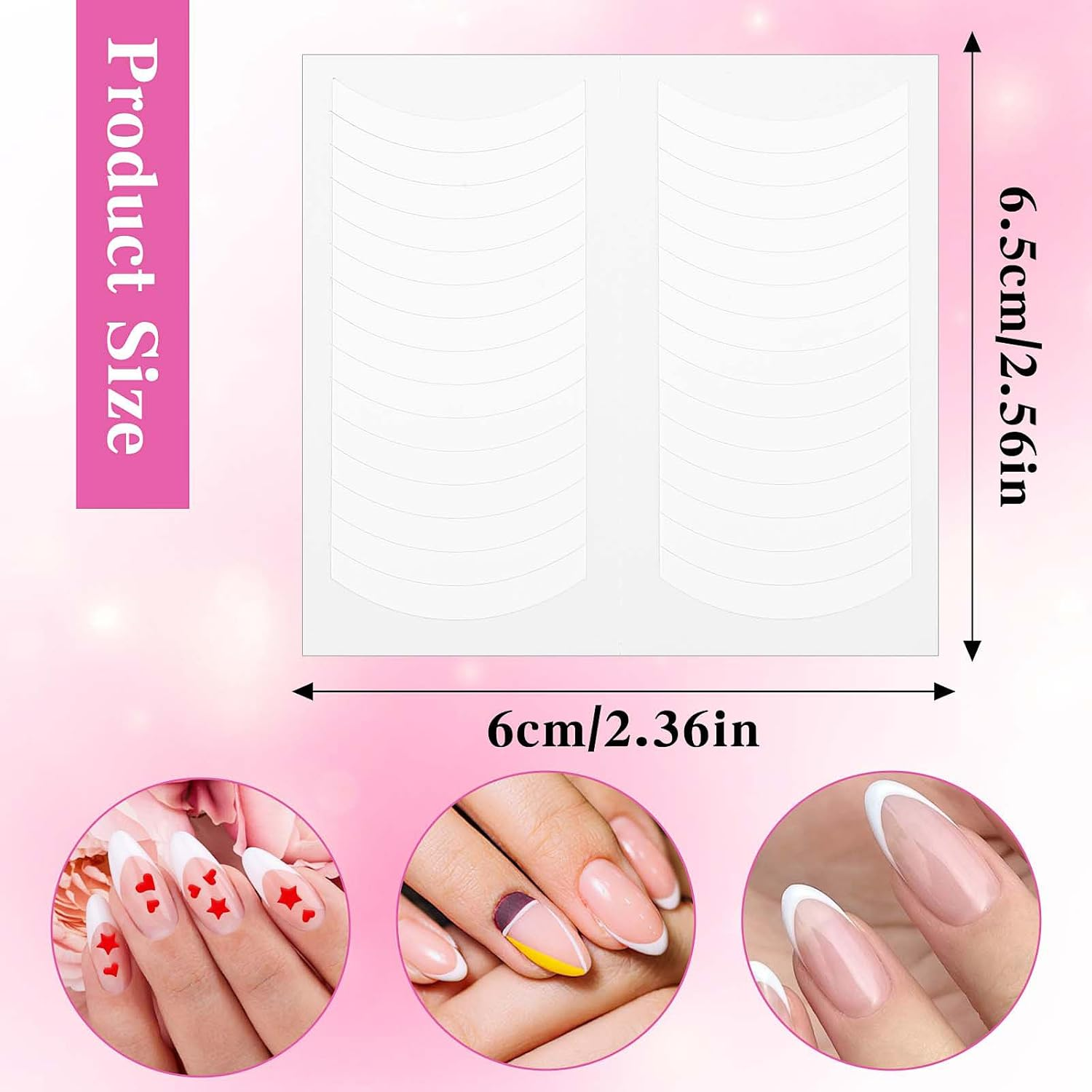 Oruola 40 Sheets 1620 French Tips Self-Adhesive Manicure Strips 4 Designs White French Tip Nails for Women Girls DIY Tools