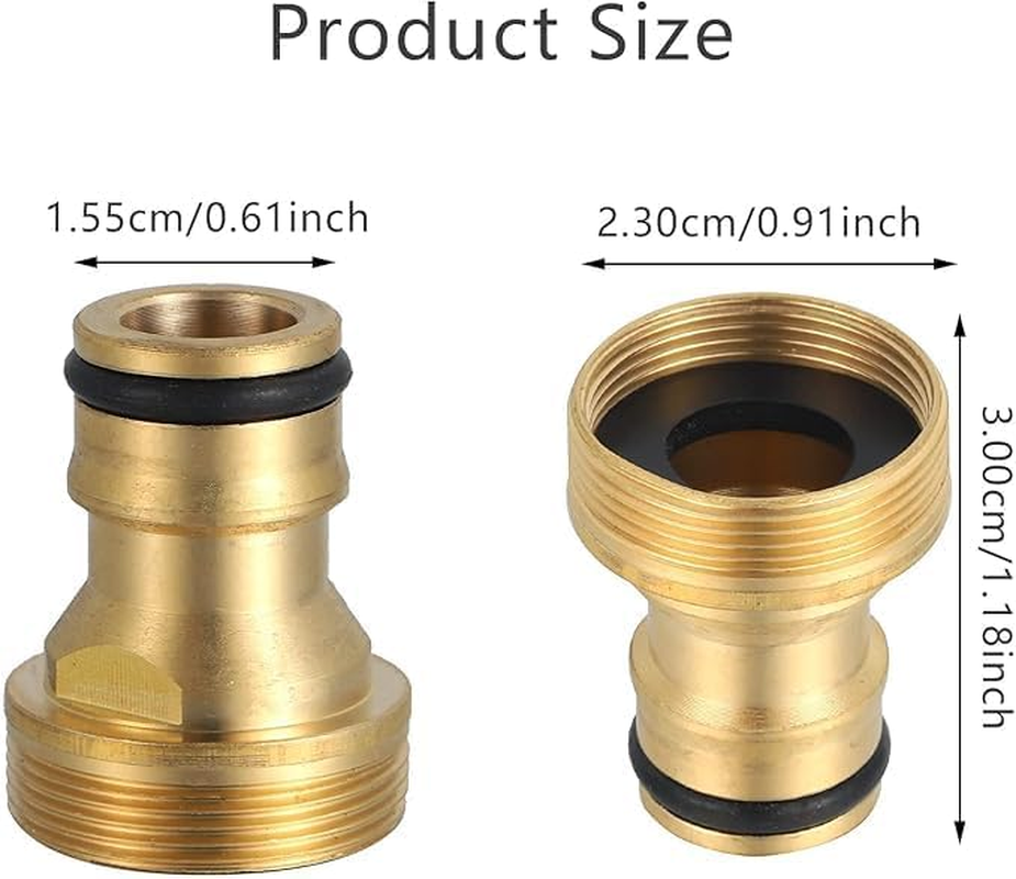 LCCFA 2-Pack 22Mm Female to 24Mm Male Solid Brass Garden Hose Adapter for Kitchen Sink & Bathroom - Threaded Tap Connector with O-Ring, Mixer Hose Fittings - Includes 1 Roll Anti-Leak Tape image number 4