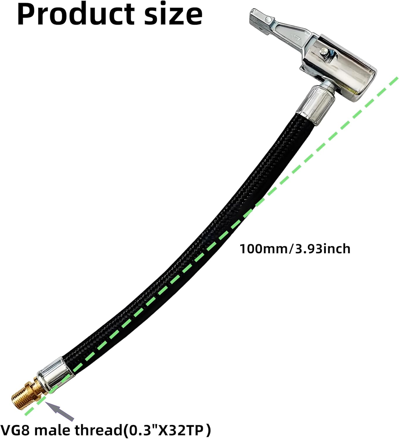 3.94Inch Tire Inflator Extension Tube ，Quick Inflation Chuck Adapter, Tyre Pump Hose for Car, Motorcycle, Bicycle - Hands-Free Inflation