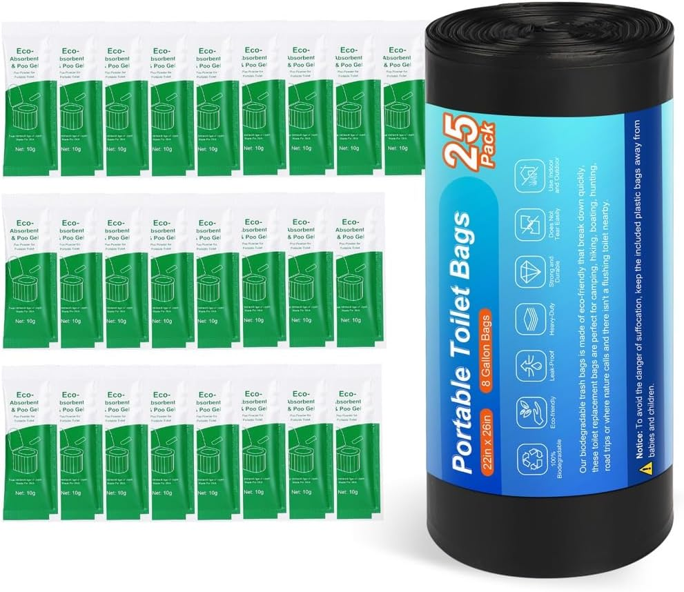 80 Portable Toilet Bags, Camping Toilet Bags, Biodegradable Porta Potty Bags, 8 Gallon Trash Bags Garbage Bags, Thickened Toilet Waste Bags Bucket Toilet, Compostable Bags