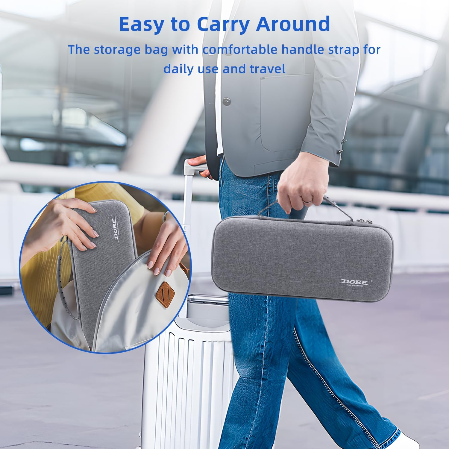 Mcbazel Hard Shell Carrying Case for PS Portal - Portable Travel Storage Bag with Protective Shell, Accessory Pockets for Console - Grey image number 1