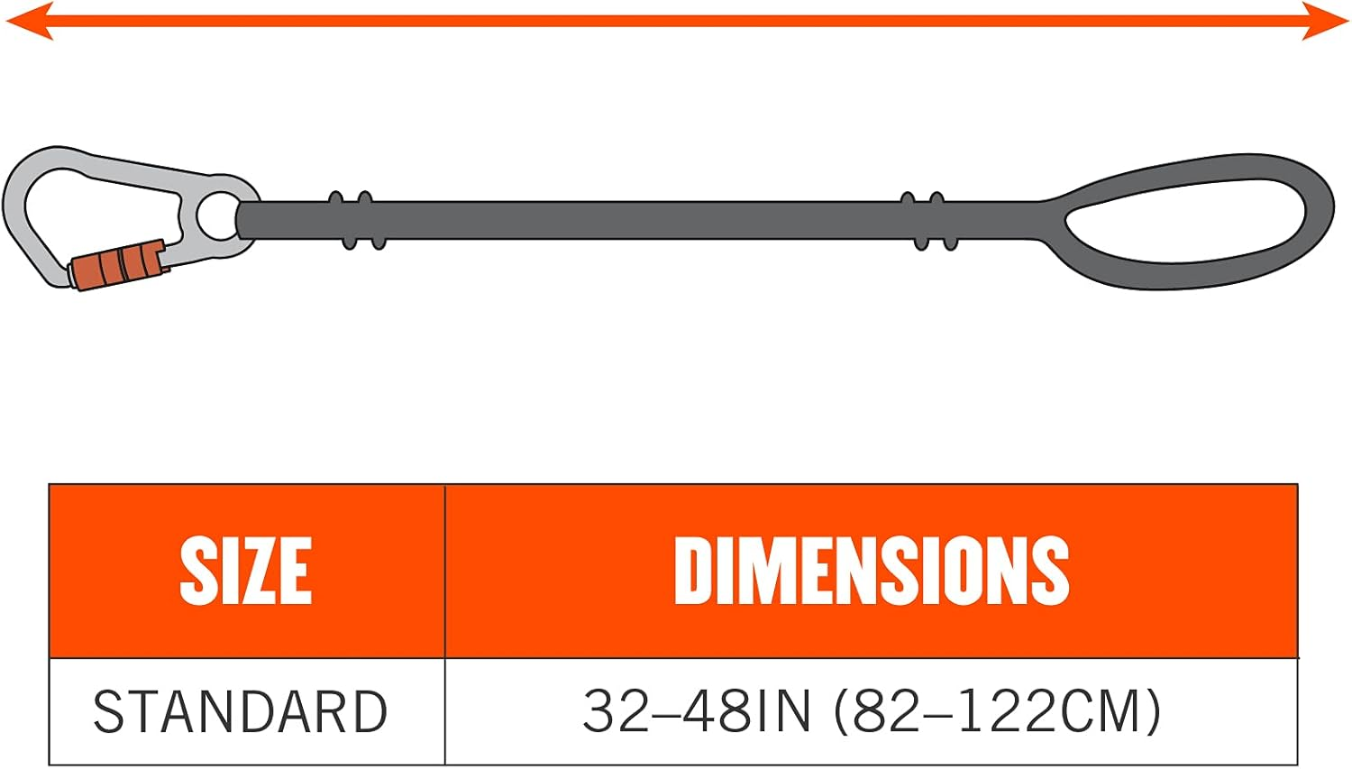 Ergodyne Squids 3105 Tool Lanyard with Aluminum Screw Lock Carabiner, Tool Weight Capacity 15Lbs, Black image number 2