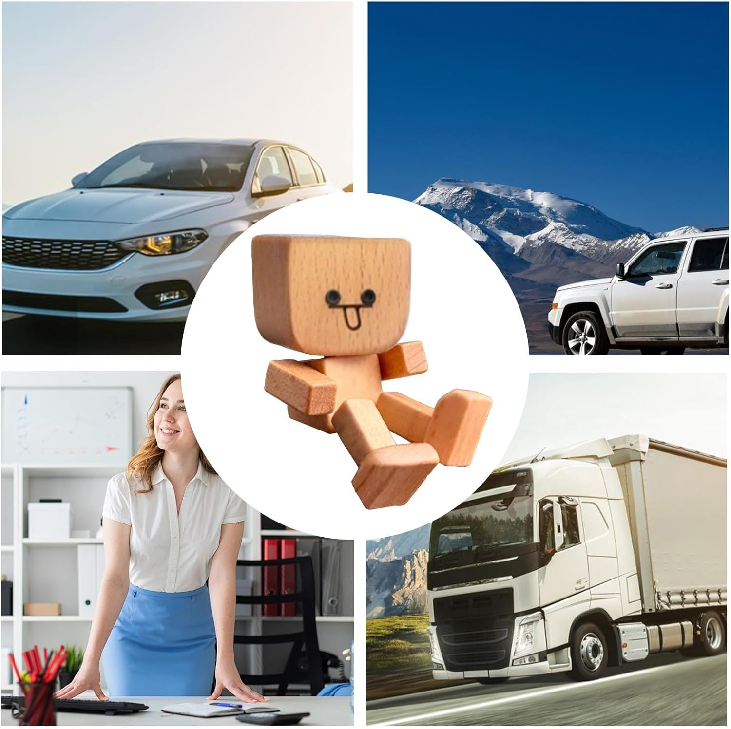 Shaking Wooden Man Figurine, 8Cm Shaking Wooden Man Figurine for Car Dashboard, Funny Wood Desktop Decorfor Sedans Pickups Trucks Commutes Road Trip - 10 image number 4