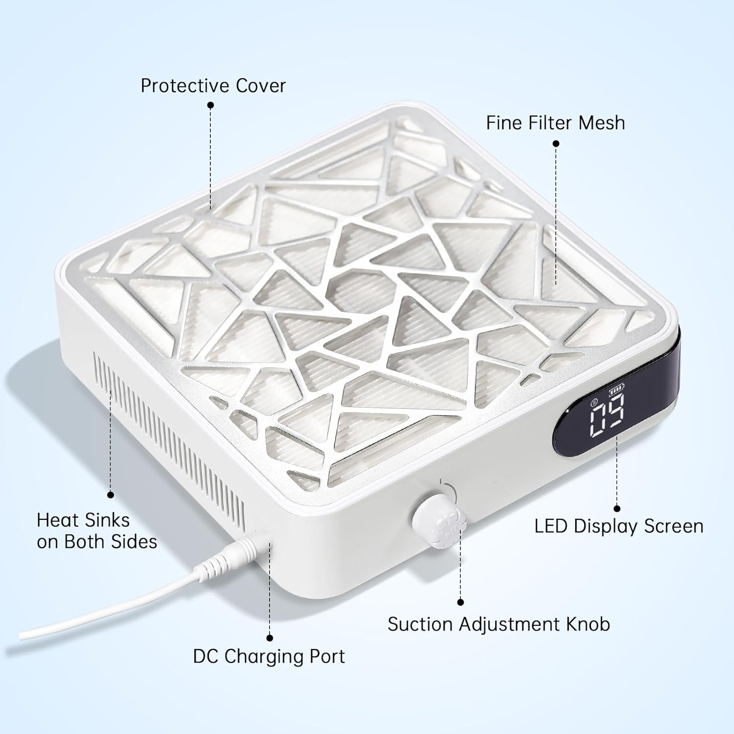 Nail Dust Collector Powerful Vacuum Fan Dust Collector Dust Suction Extractor Machine for Acrylic Nail Polish Nail Salon White image number 4