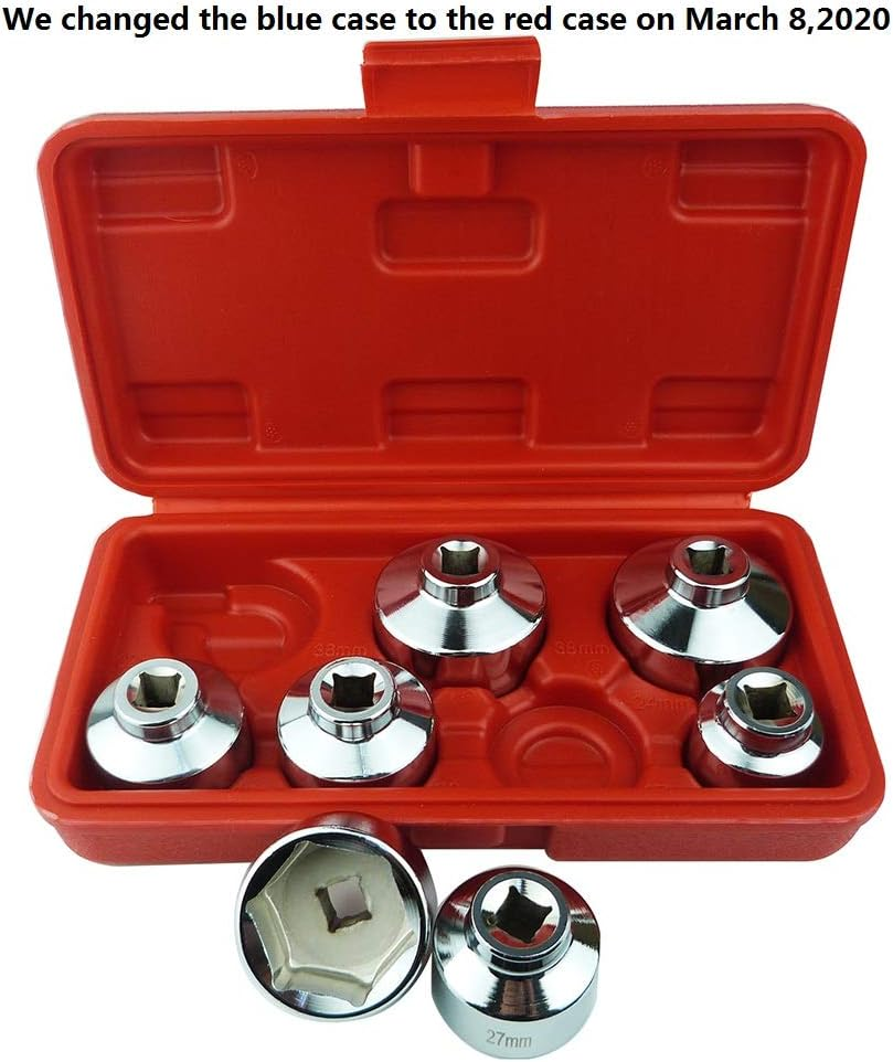 Heavy Duty 7-Piece Oil Filter Cap Wrench Tool Kit Can Last for Ever Includes 24Mm,27Mm,29Mm,30Mm,32Mm,36Mm,38Mm Socket Set Compatible with Mercedes Benz, VW, BMW and More Oil Filter Housing image number 6