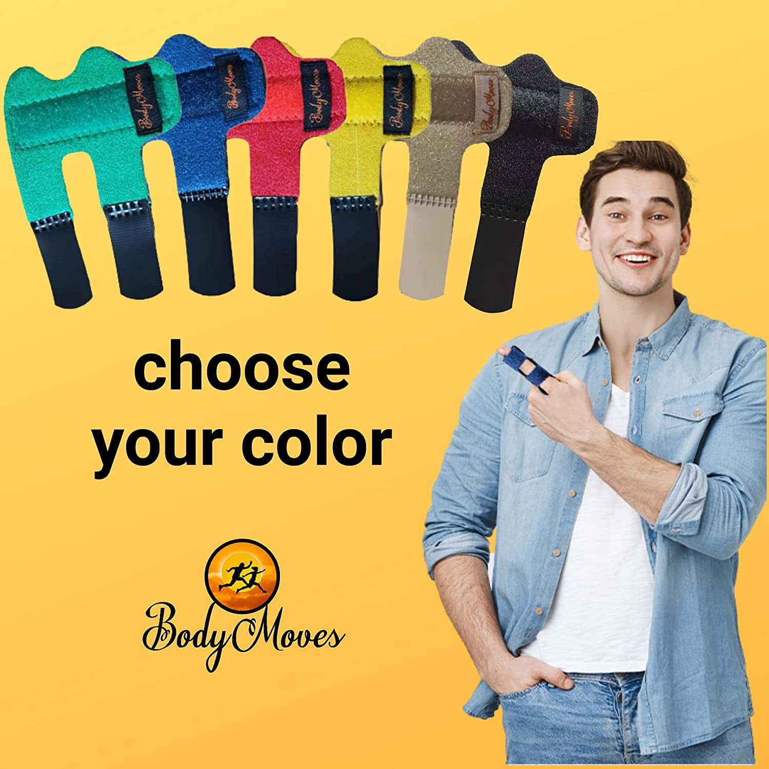 Bodymoves Finger Splint plus Sleeve (2 Pc Set, Midnight Black) image number 3