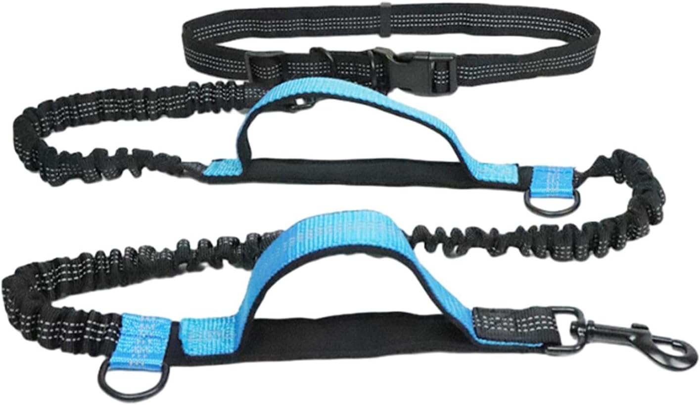 Hands Free Dog Leash, Waist Leash, Adjustable Heavy Duty Leash for Walking, Jogging, Small to Large Dogs, Retractable, Dual Handle and Shock Absorber
