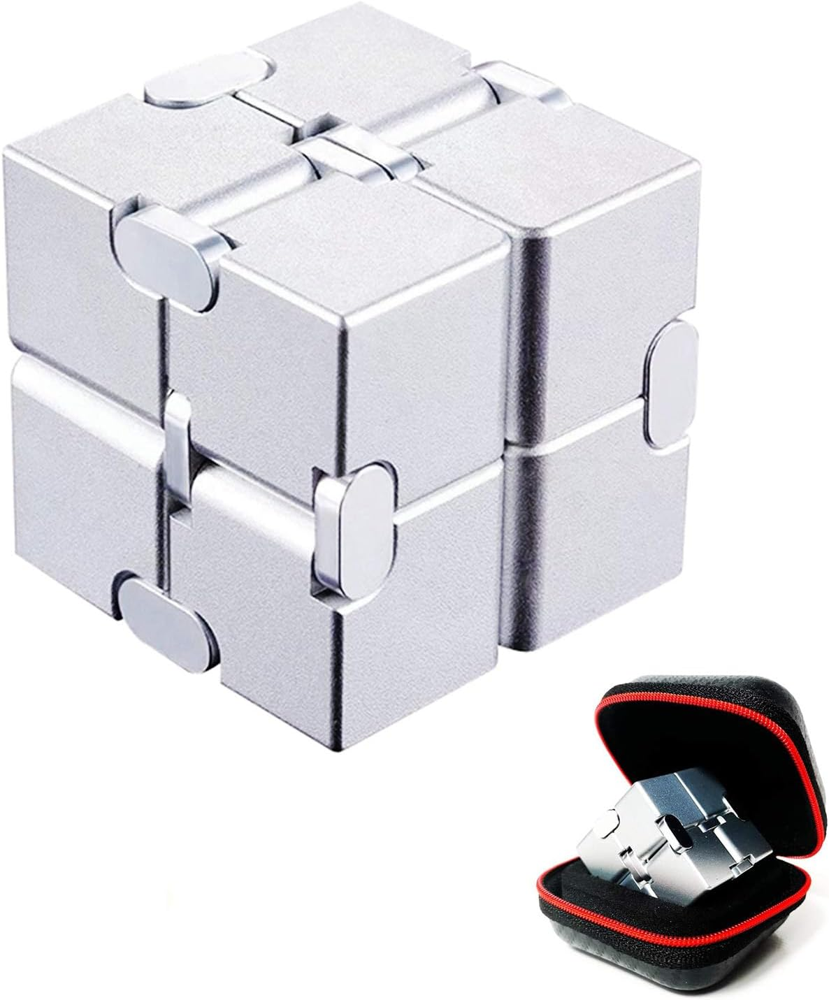 Infinity Cube Fidget Toy &ndash; Aluminum Metal Stress Relief Finger Flip Cube for Kids and Adults, Ideal Gadget for Men, Exquisite Packaging Included