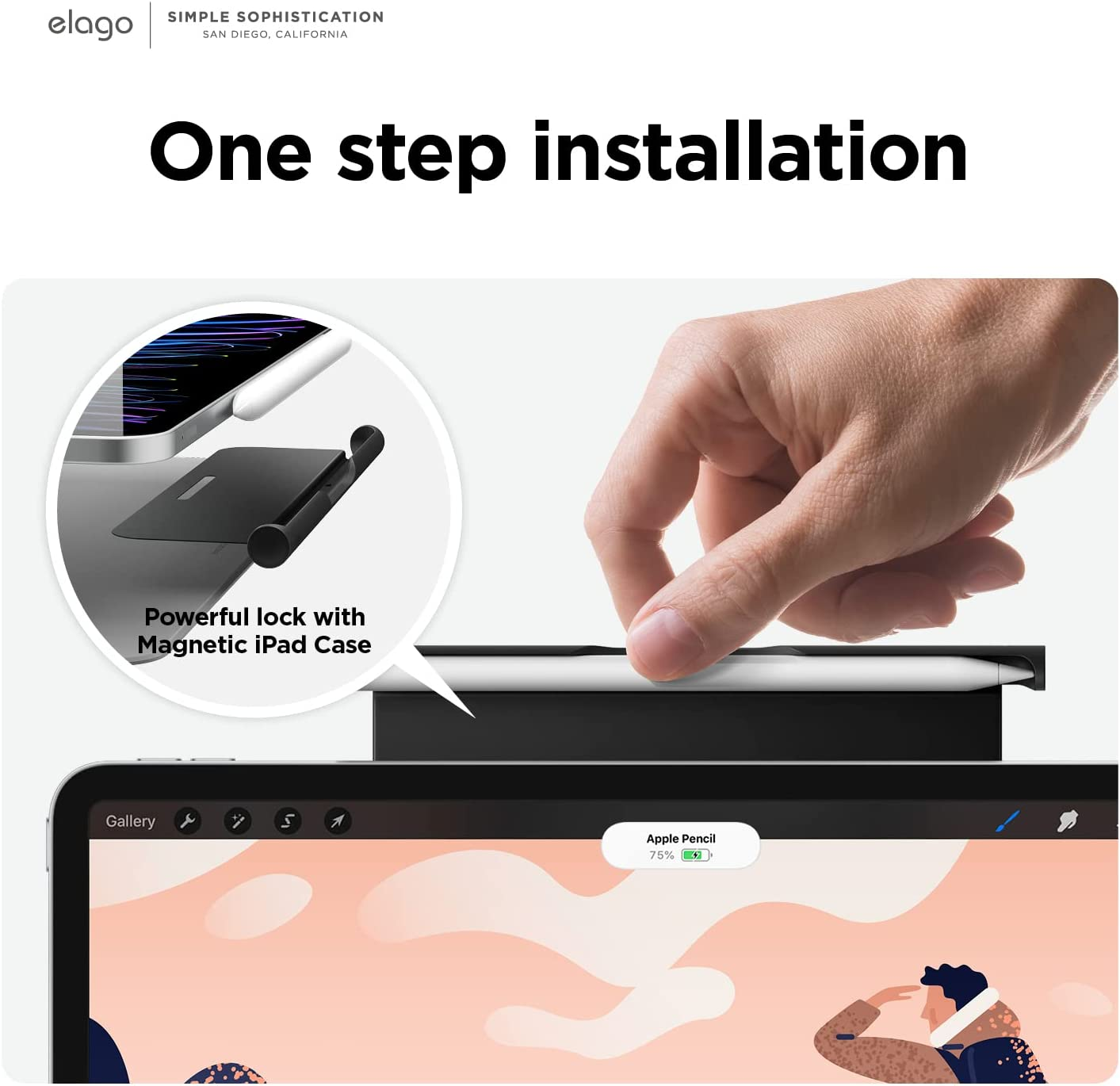 Elago Metal Pencil Holder Compatible with Apple Pencil Pro / 2Nd Generation/Usb-C, Compatible with Apple Magic Keyboard, Smart Keyboard Folio and Other Magnetic Cases for Ipad image number 3