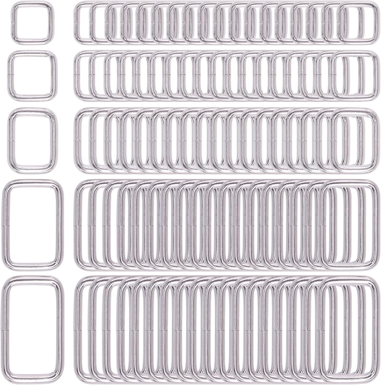 (Rectangle Ring) - Swpeet 100 Pcs Asorted Metal Rectangle Ring, Webbing Belts Buckle for for Belt Bags DIY Accessories - 13Mm/15Mm/20Mm/25Mm/35Mm