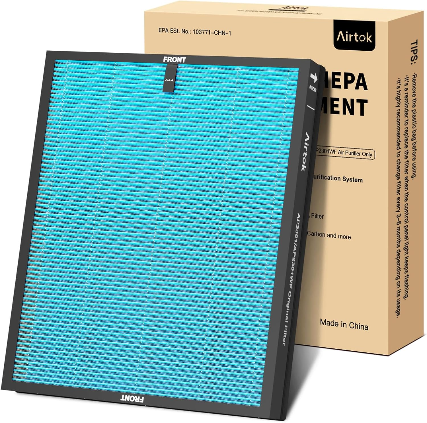 Airtok AP2301 Genuine Air Purifier Activated Carbon Filter, High-Efficiency HEPA Filter Replacement Filter for AP2301 Air Purifer, Enhanced Version image number 1