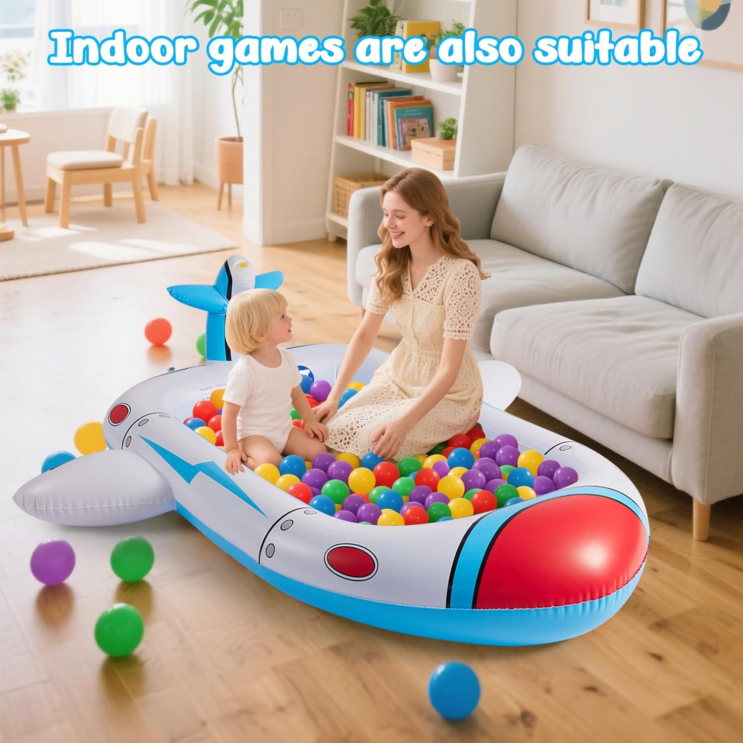 Inflatable Pool Splash Fun for Kids - 176Cm Multi-Spray Kiddie Pool, Outdoor/Indoor Beach Wading Pool for 2-3 Children (Ages 3-10), Garden & Living Room Play image number 4