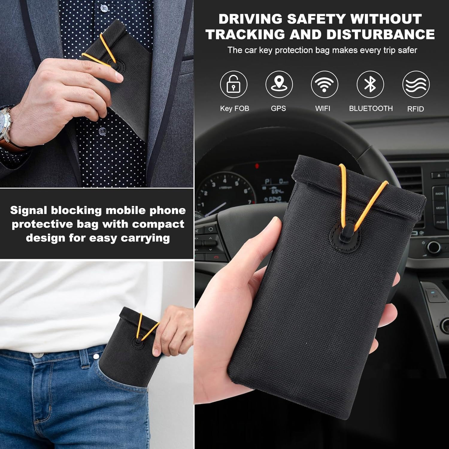 Pouch for Car Keys,Car Key Signal Blocking Pouch | Keyless Entry Car Keys Case | Blocker Bag for Car Security | Anti-Theft Remote Entry Keyless Protect image number 3