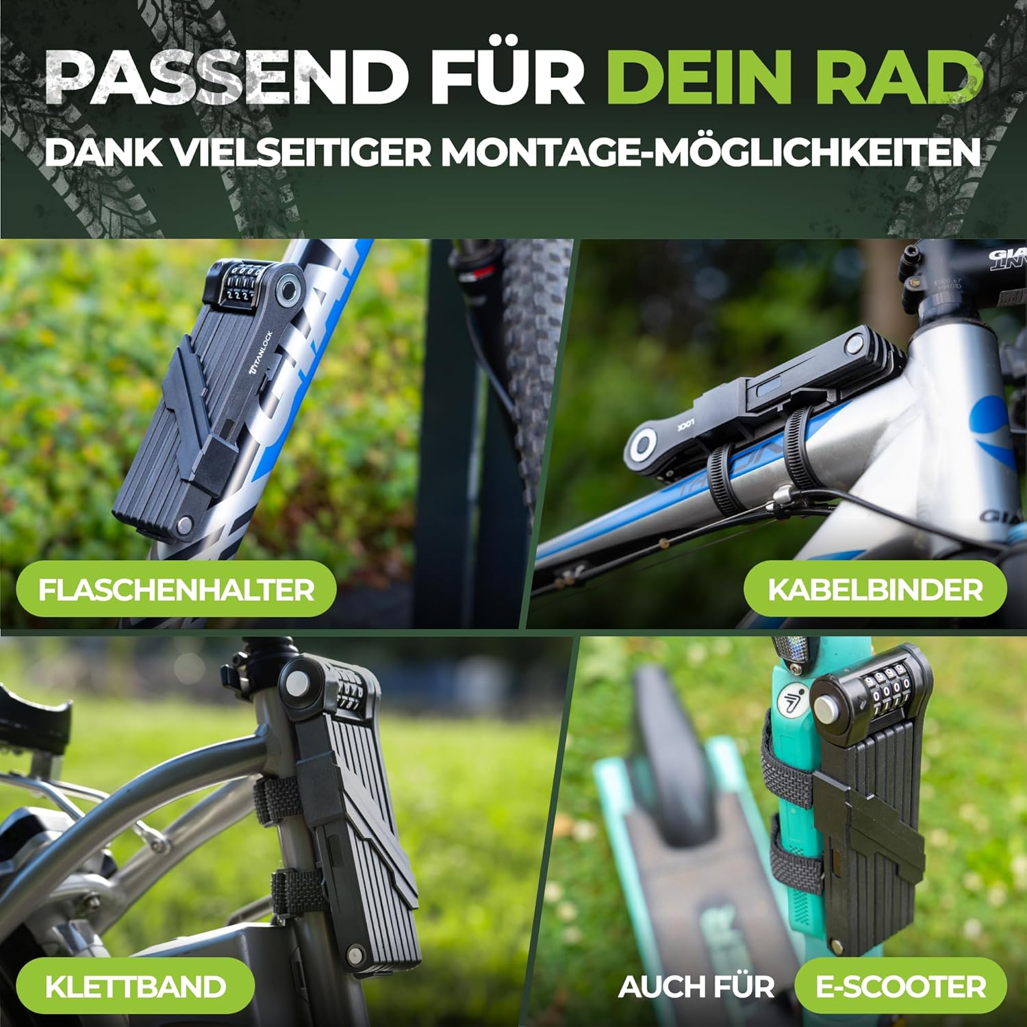 TITANLOCK Bicycle Lock Folding Lock Anti-Theft [Individual Pin] Combination Lock Quick + Easy Assembly Rustproof Security Level 10/10 image number 2