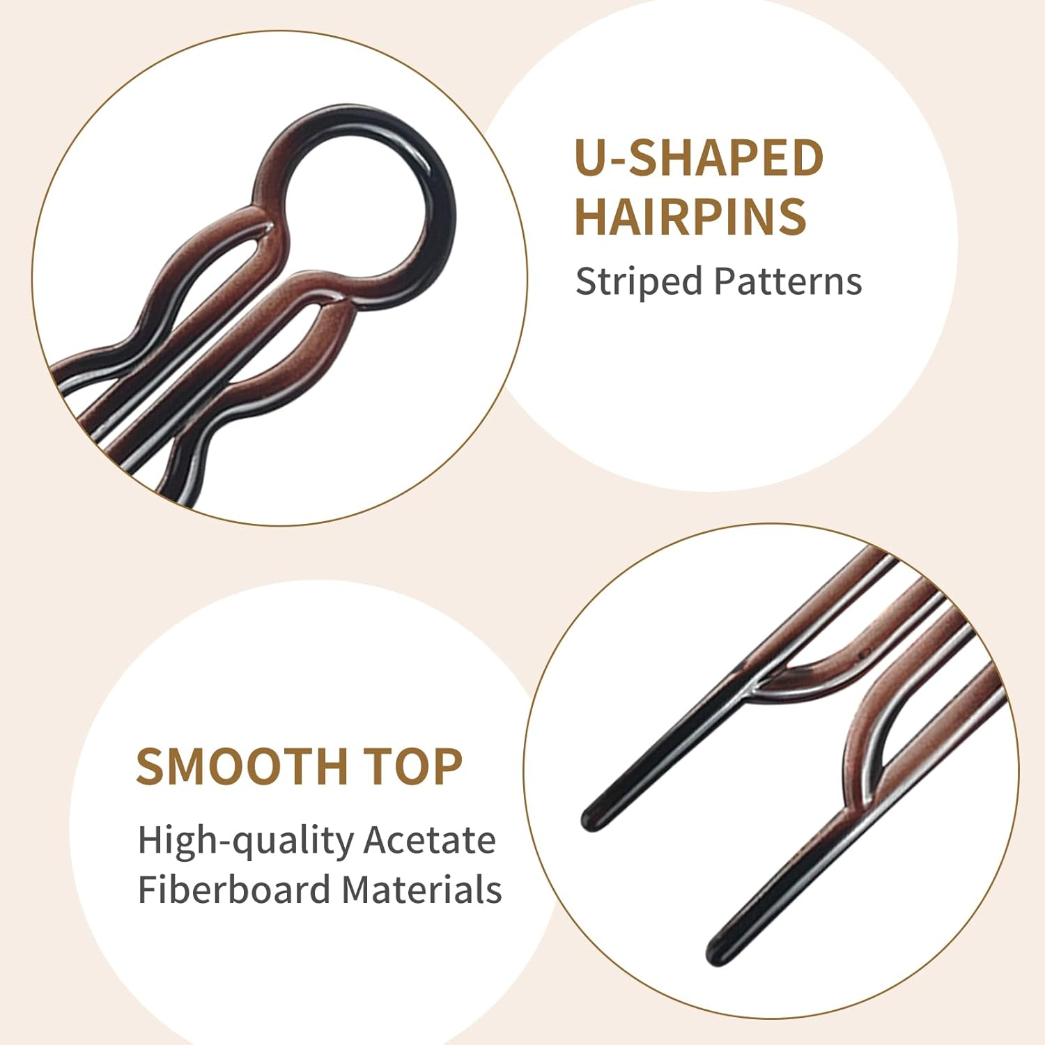 Magic Hair Pins, French Hair Fork Lightweight Hairpins Bobby Pins Brown Hairpin Elegant U Shaped Hairpin, Styling Accessories Hairpins for Women and Girls (10Pcs) image number 3