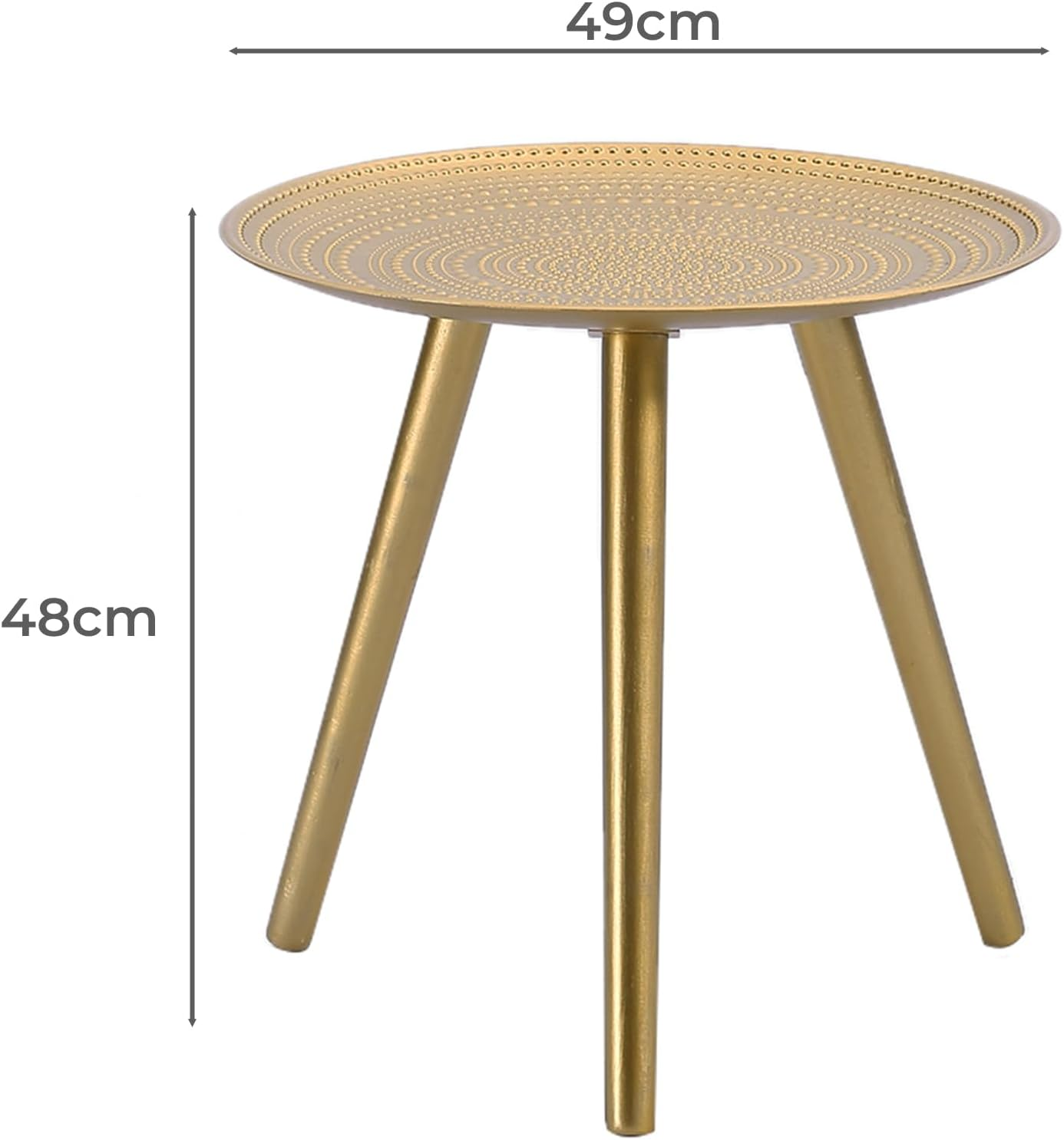 LEVEDE round Side Table, Small End Table, Antique Coffee Tables, 3 Legged Bedside Table, Corner Plant Stand for Living Room, Bedroom, Office, Balcony, Cafe (49 X 48Cm, Gold) image number 2