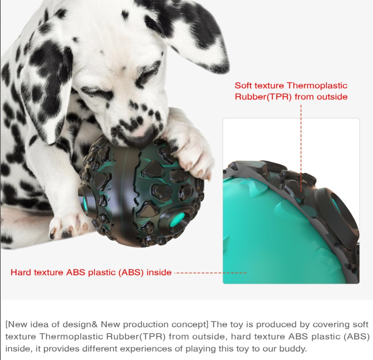 CYBERNOVA Interactive Durable Dog Ball Toys,Dog Chew Ball, Fun Squeaky Sound Ball for Small Medium Large Breeds (Black+ Lake Blue) - Black+ Lake Blue image number 5