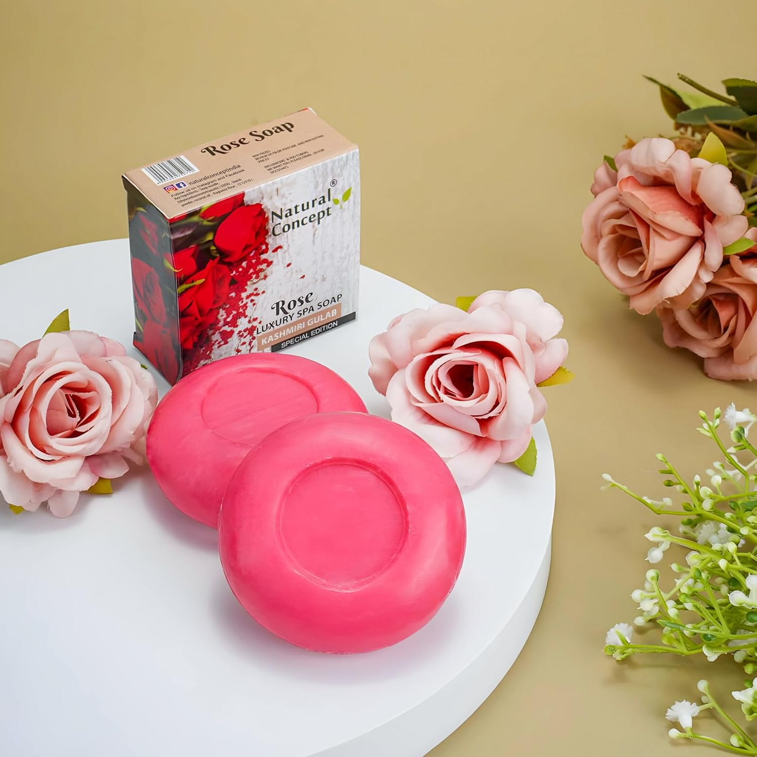 Natural Concept Rose Soap for Men & Women 100G Pack of 4 (Contains Pure Coconut Oil, Vegan, Skin-Friendly with 5.5 Ph, for Face, Body and Hair, Gentle and Moisturizing) image number 6