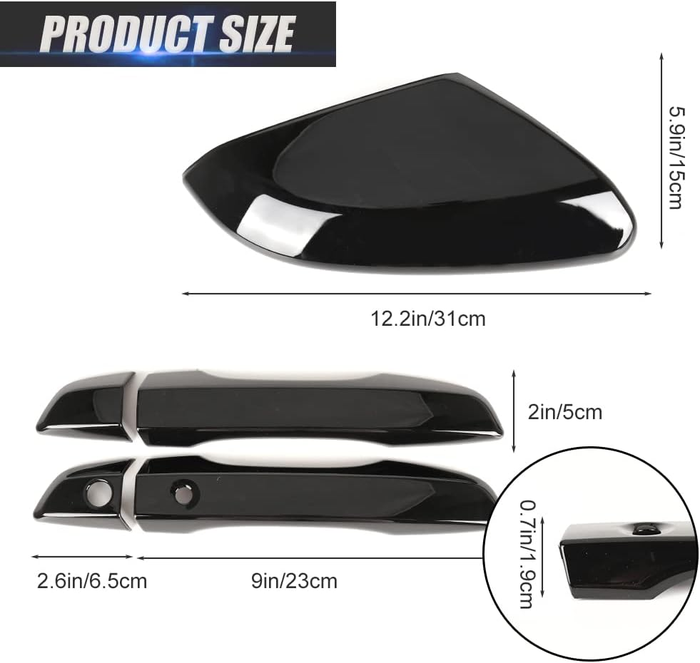 SAPUBK Side Mirror Cover Cap + Door Handle Covers Kit Compatible with 10Th Honda Civic 2016 2017 2018 2019 2020 2021 (Black)