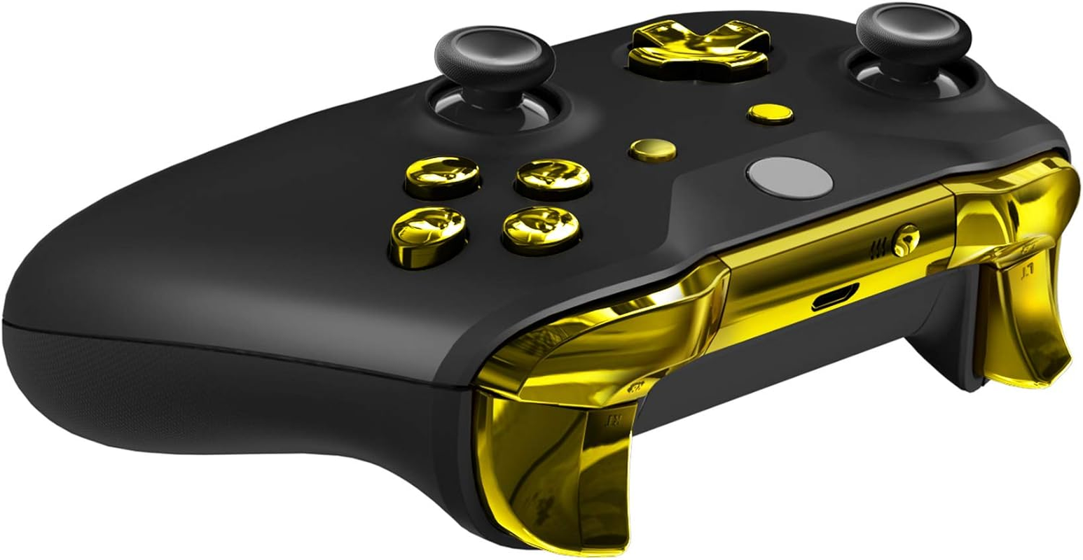 Extremerate LB RB LT RT Bumpers Triggers D-Pad ABXY Start Back Sync Buttons, Chrome Gold Full Set Buttons Repair Kits with Tools for Xbox One S & Xbox One X Controller (Model 1708) - Chrome Gold image number 5
