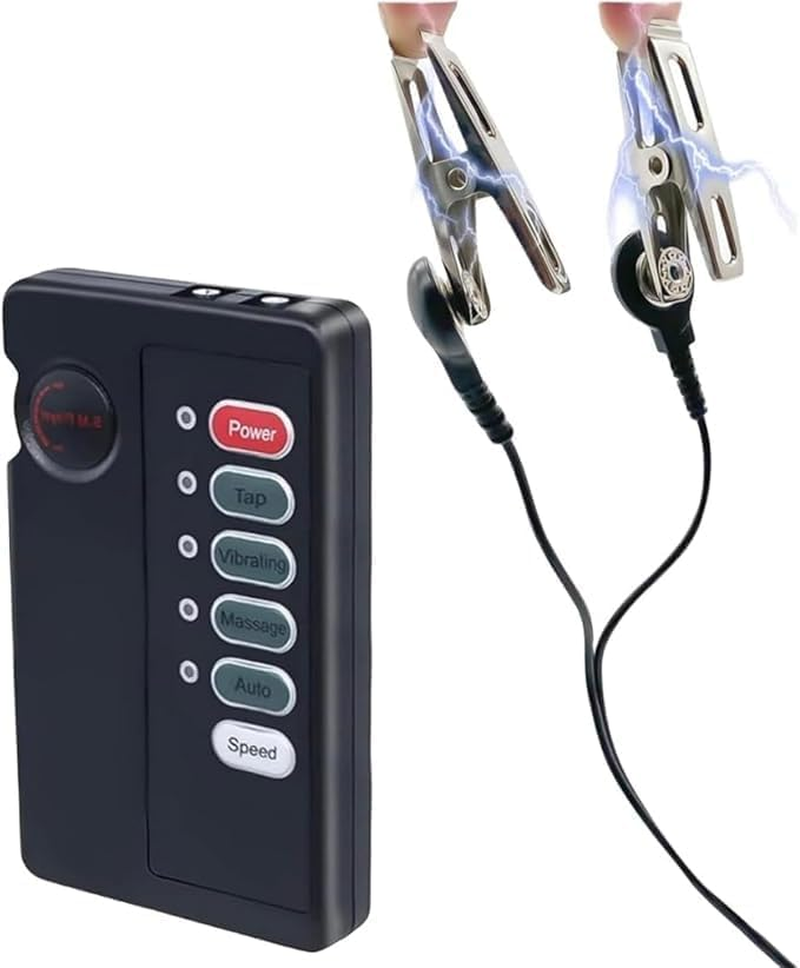 Electric Shock Nipple Clip Chain Adjustable BDSM Nipple Clamps Nipple Toy Nipple Clamps, Sex Toy Nipple for Adult Women Sex Toys （Requires Two AAA Batteries Installed） image number 3