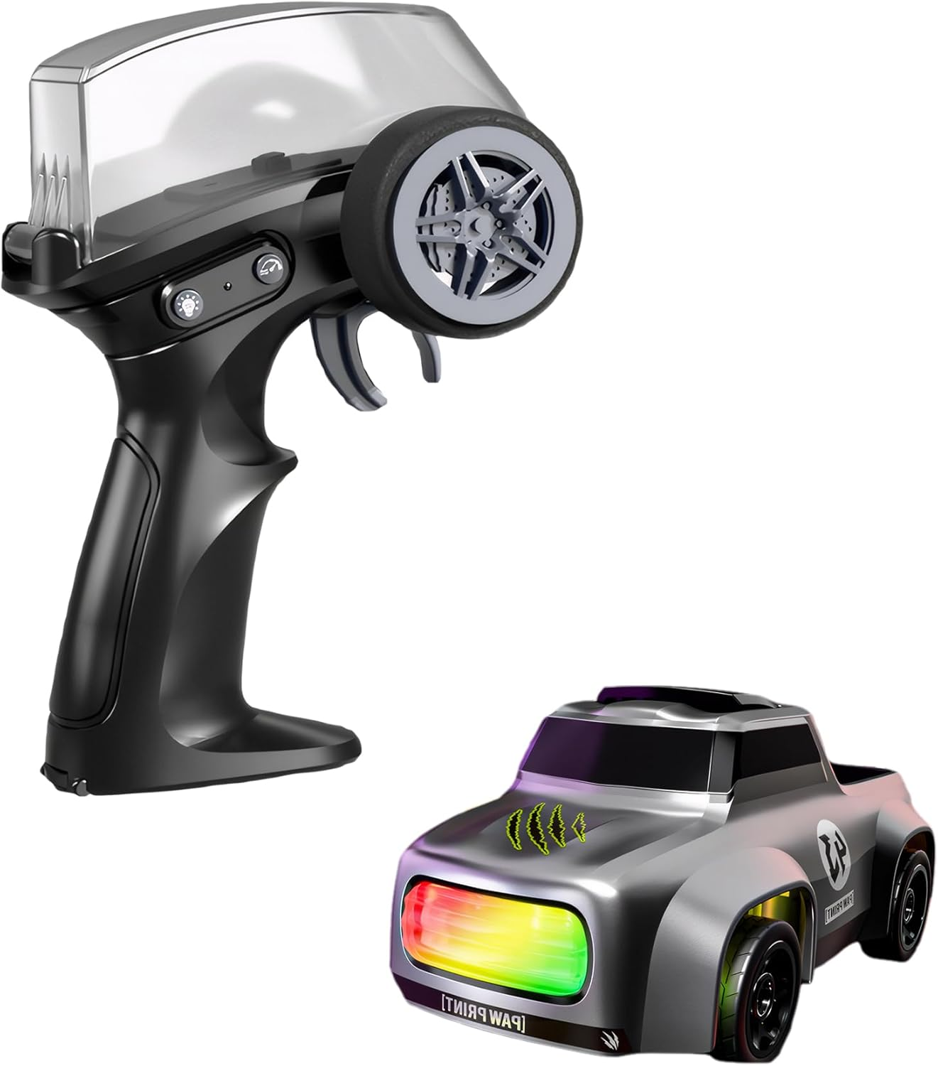 Mini RC Drift Car with Cool Lights, 1:64 Rechargeable 2.4Ghz Remote Control Car for Kids Adults (Grey) image number 5
