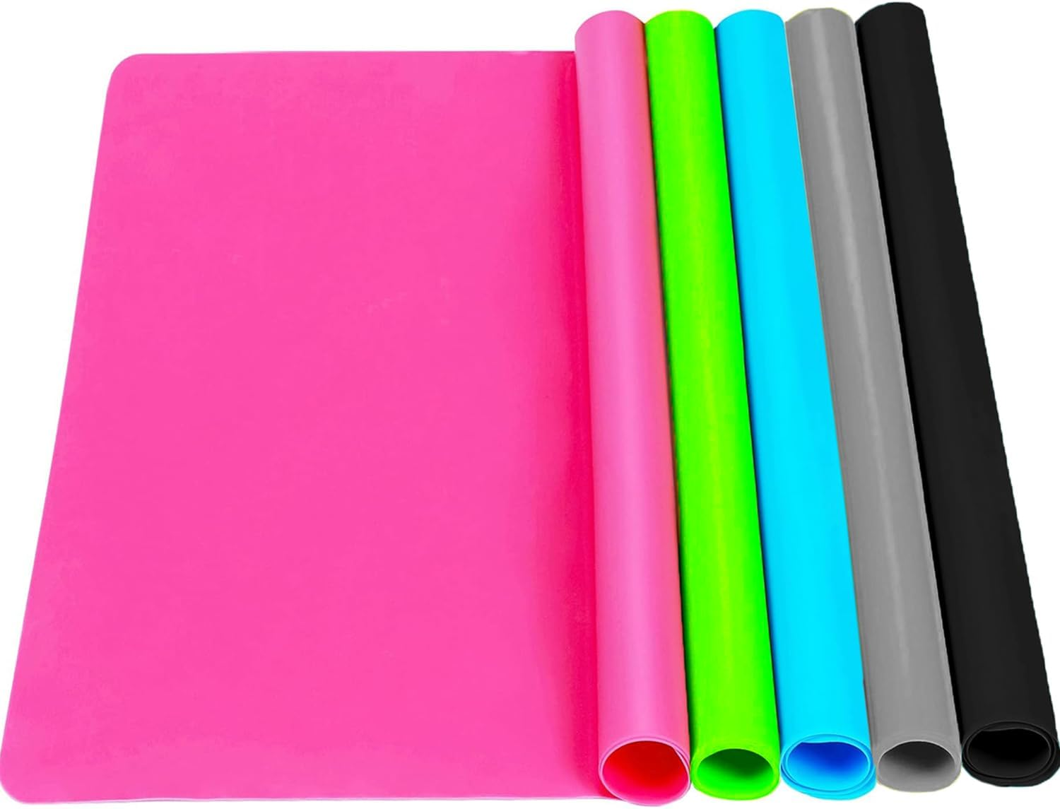 5Pcs Large Silicone Mats for Crafts,Silicone Placemats for Dining Table,Nonstick Nonslip Sheet, 15.7"X11.8" Craft Mat Table Protector(Blue&Gray&Green&Rose Red&Black) image number 3